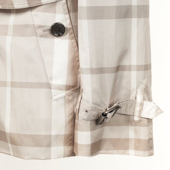 Burberry Brit Grey Check Taffeta Packable Belted Trench Coat - Picture 6 of 14